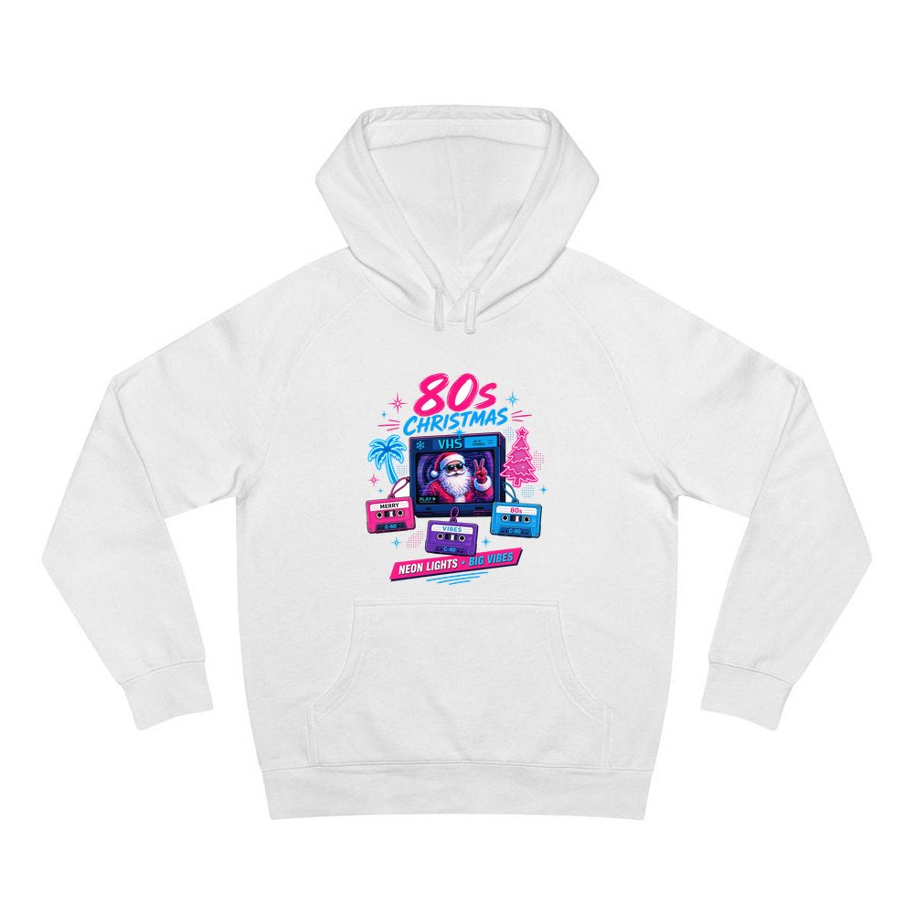 Retro Video Tape Christmas personalised Christmas hoodie in white