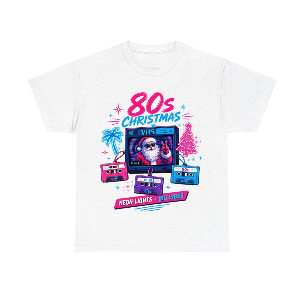 Retro Video Tape Christmas personalised Christmas T-shirt in white