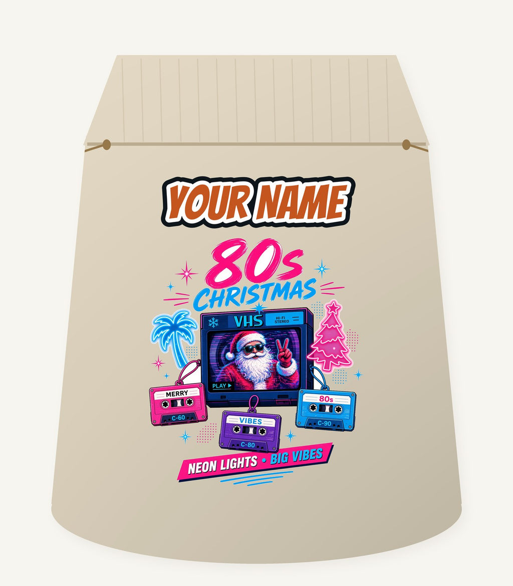 Retro Video Tape Christmas Personalised Santa Sack