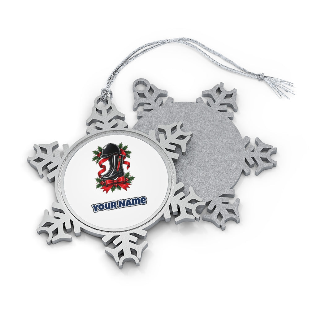 Riding Boots and Helmet Personalised Pewter Christmas Ornament