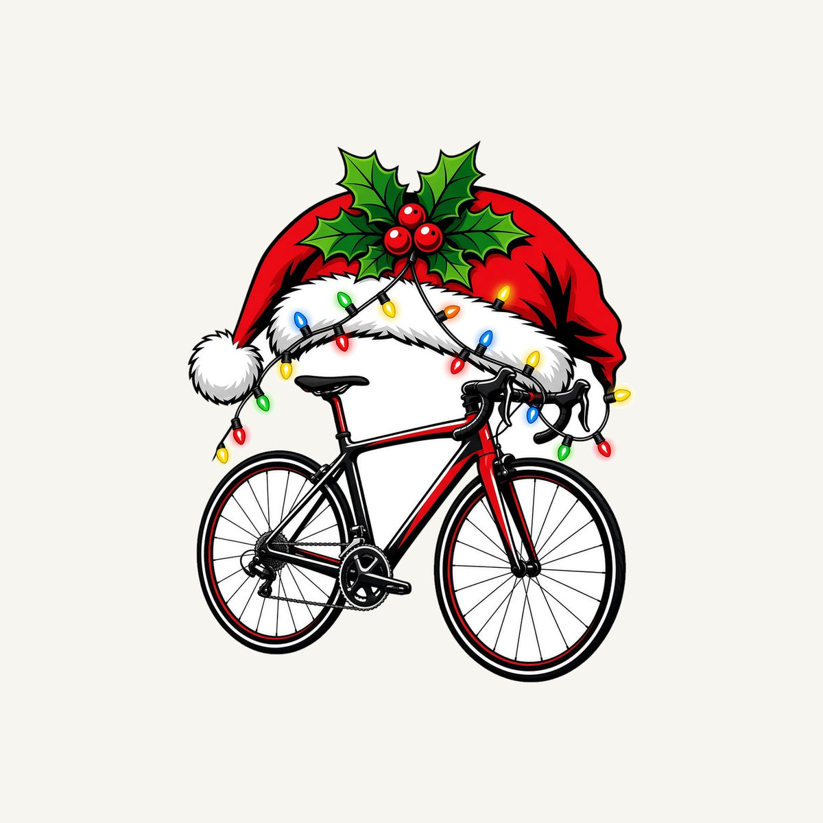 Road Bike In Santa Hat Personalised Kids Tee and Baby Bodysuit