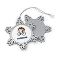 Road Bike In Santa Hat Personalised Pewter Christmas Ornament