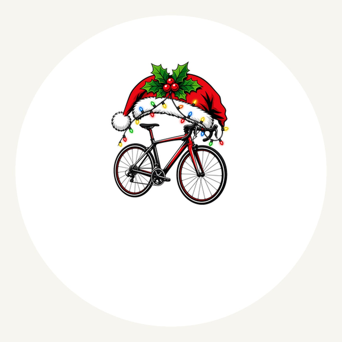 Road Bike In Santa Hat Personalised Pewter Christmas Ornament