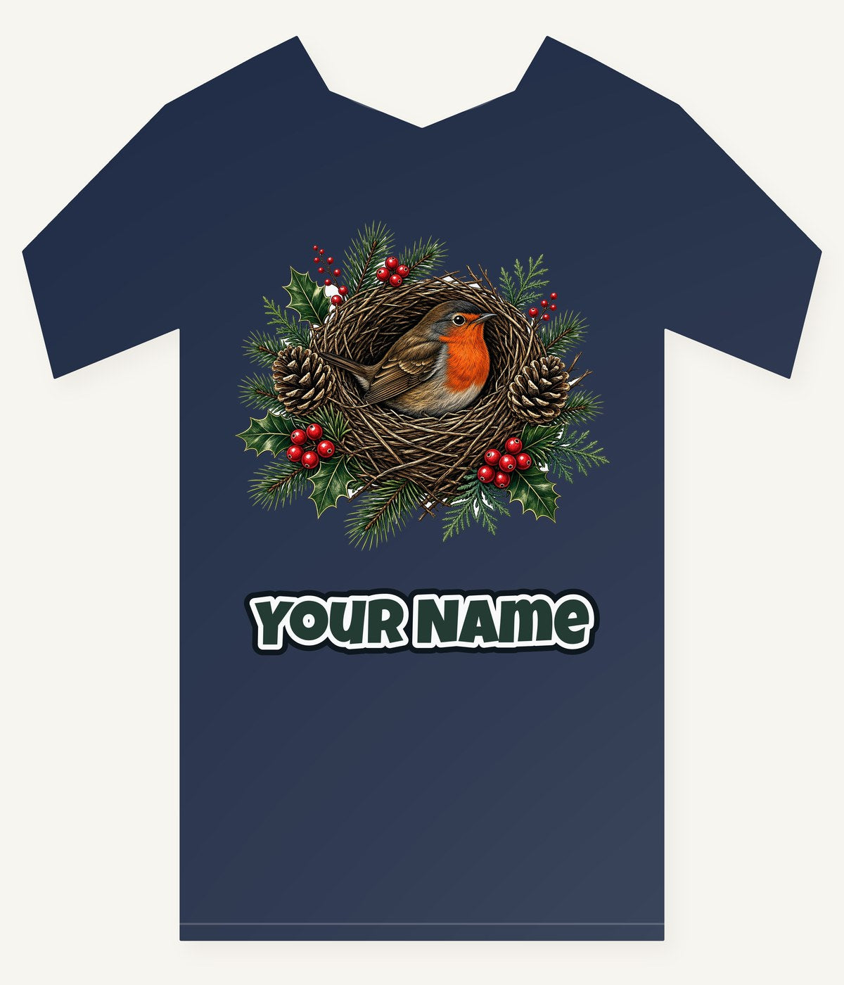Robin In A Twig Nest Personalised Kids Tee and Baby Bodysuit