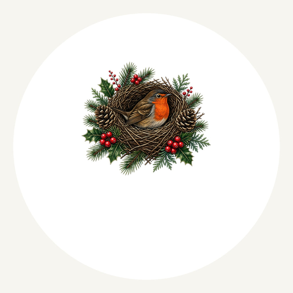 Robin In A Twig Nest Personalised Pewter Christmas Ornament