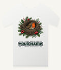 Robin In A Twig Nest Personalised Christmas T-Shirt and Hoodie