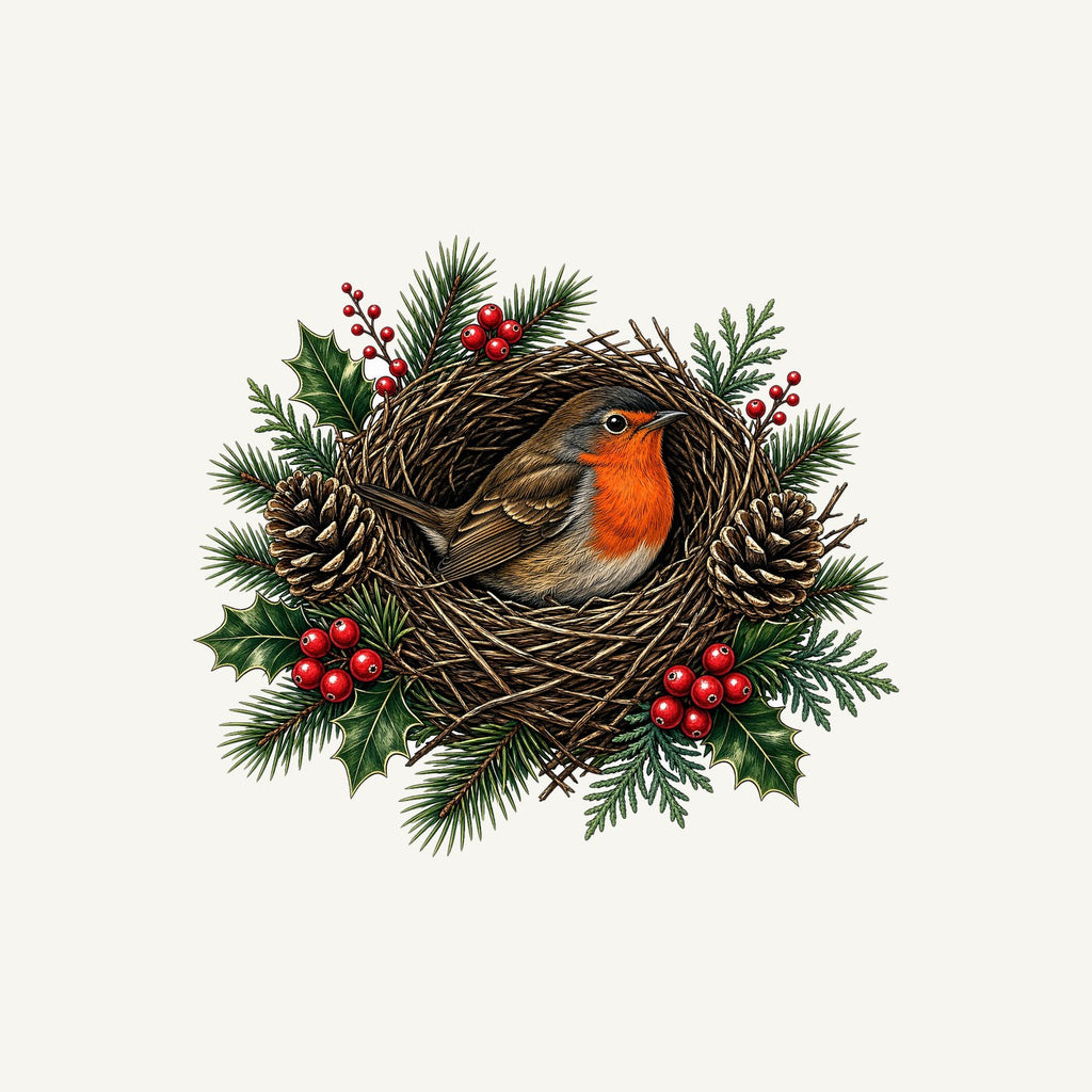 Robin In A Twig Nest Personalised Christmas T-Shirt and Hoodie