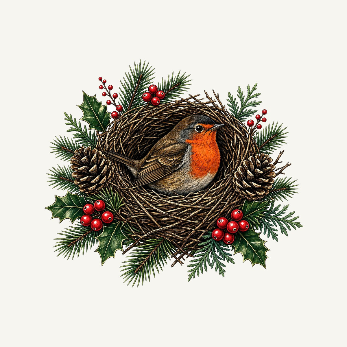 Robin In A Twig Nest Personalised Santa Sack