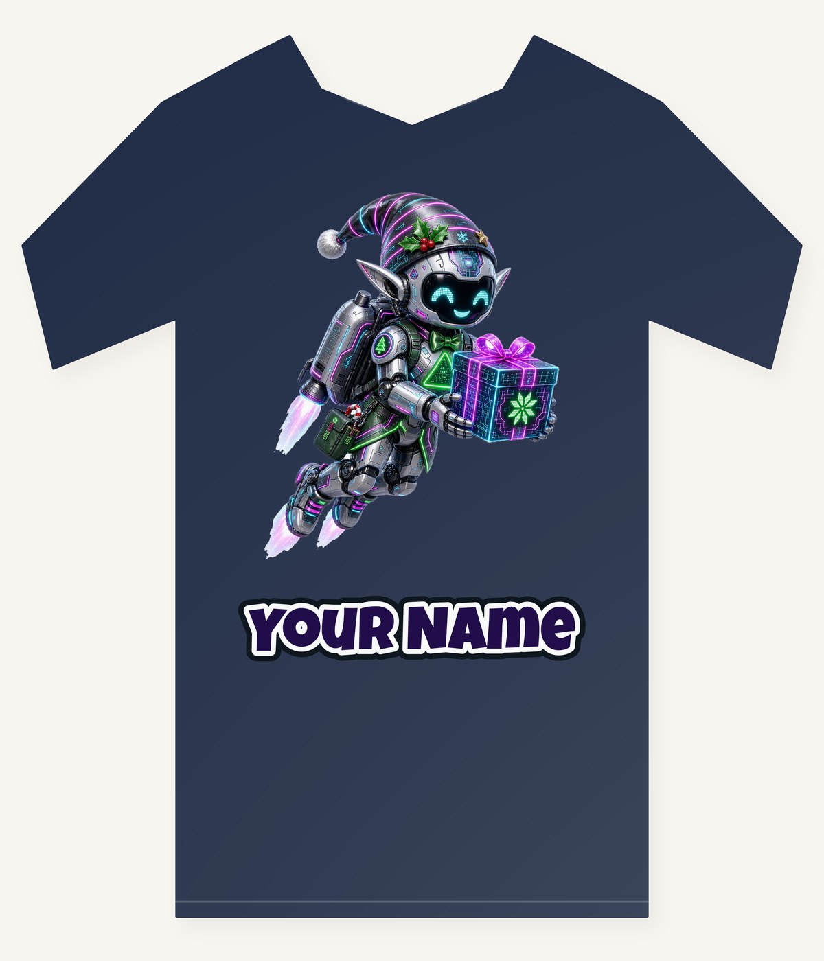 Robot Elf Airborne Personalised Kids and Baby Christmas Tee