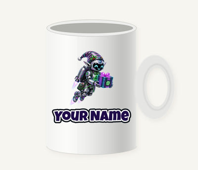Robot Elf Airborne Personalised Christmas Mug
