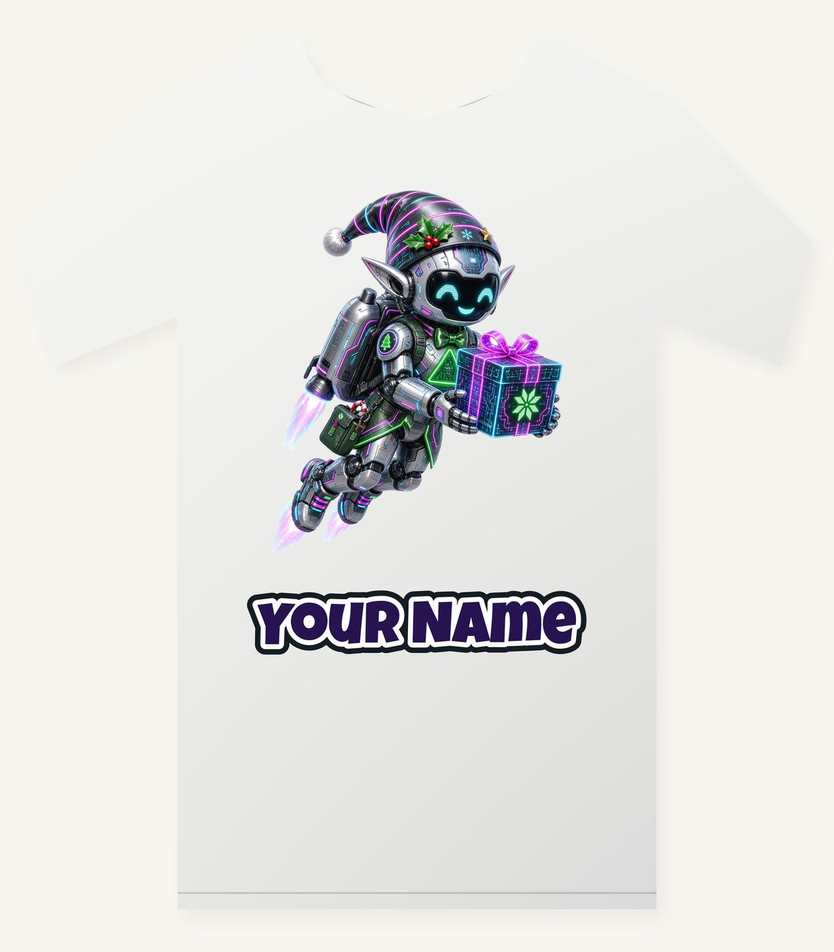 Robot Elf Airborne Personalised Christmas T-Shirt and Hoodie