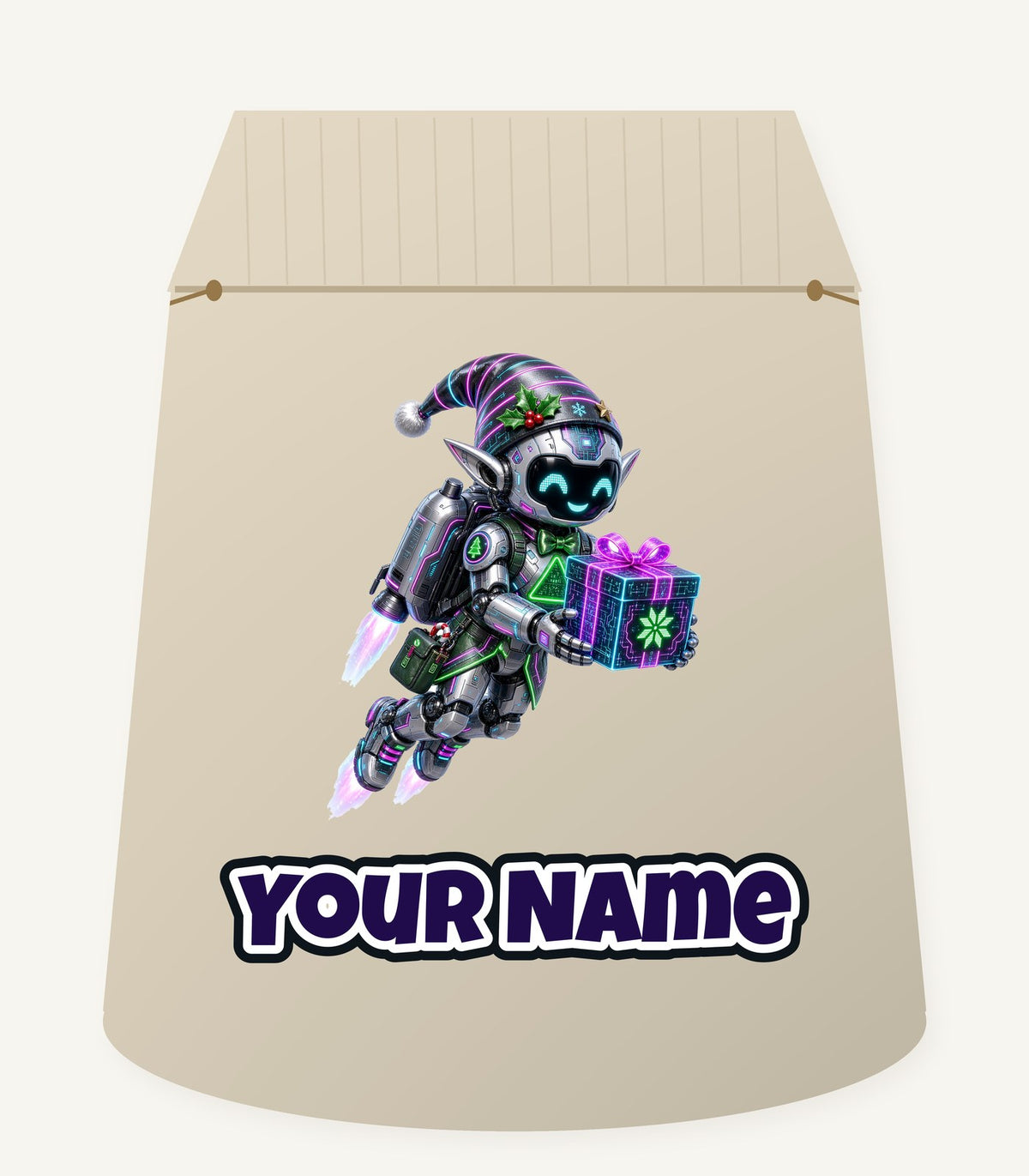Robot Elf Airborne Personalised Santa Sack