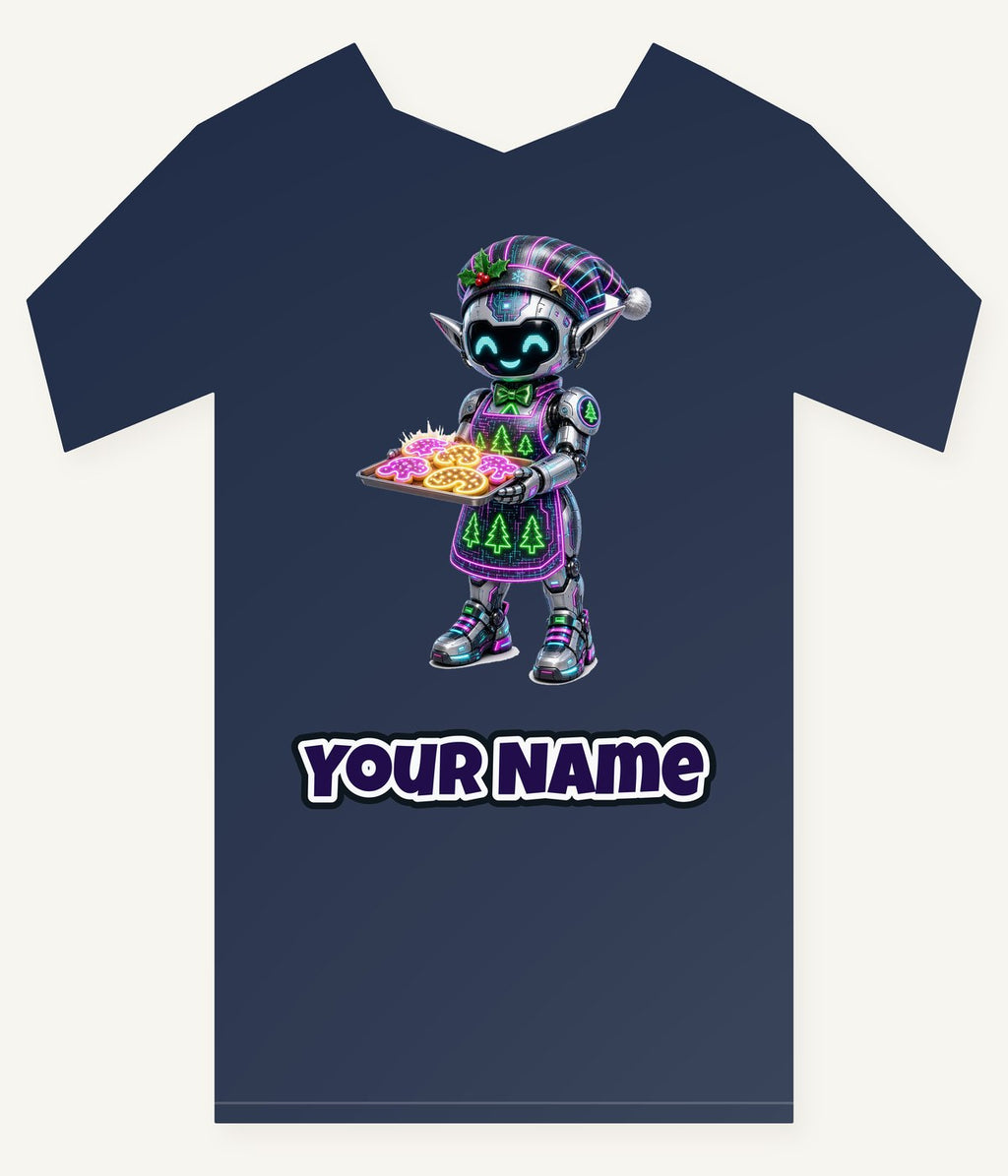 Robot Elf Baking Personalised Kids and Baby Christmas Tee