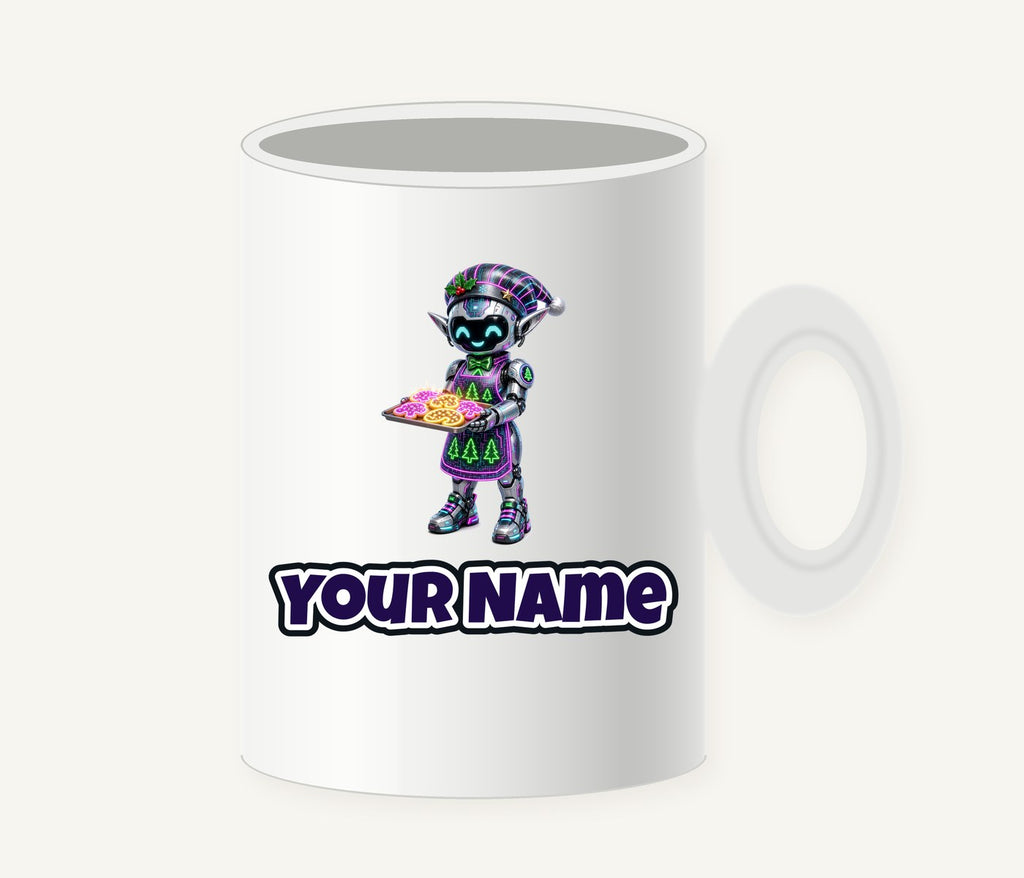 Robot Elf Baking Personalised Christmas Mug