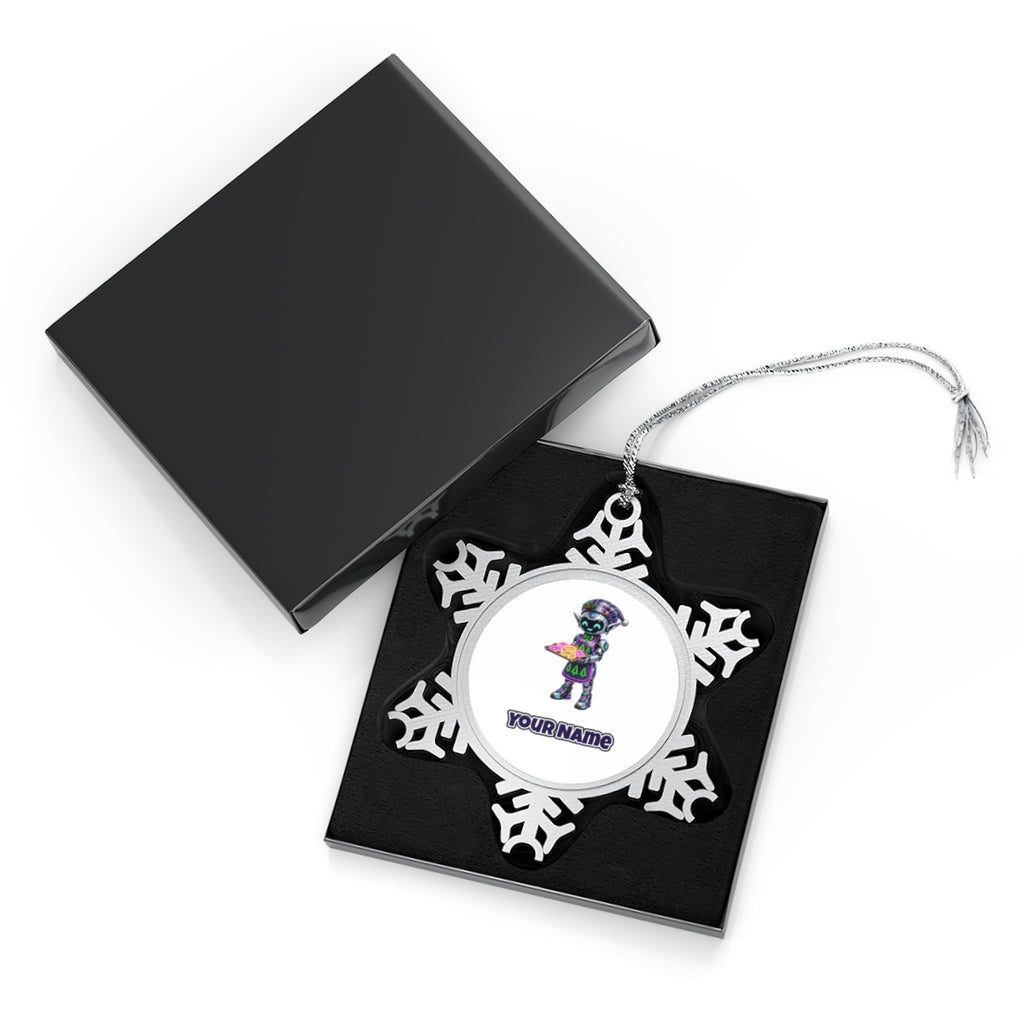 Robot Elf Baking Personalised Pewter Christmas Ornament