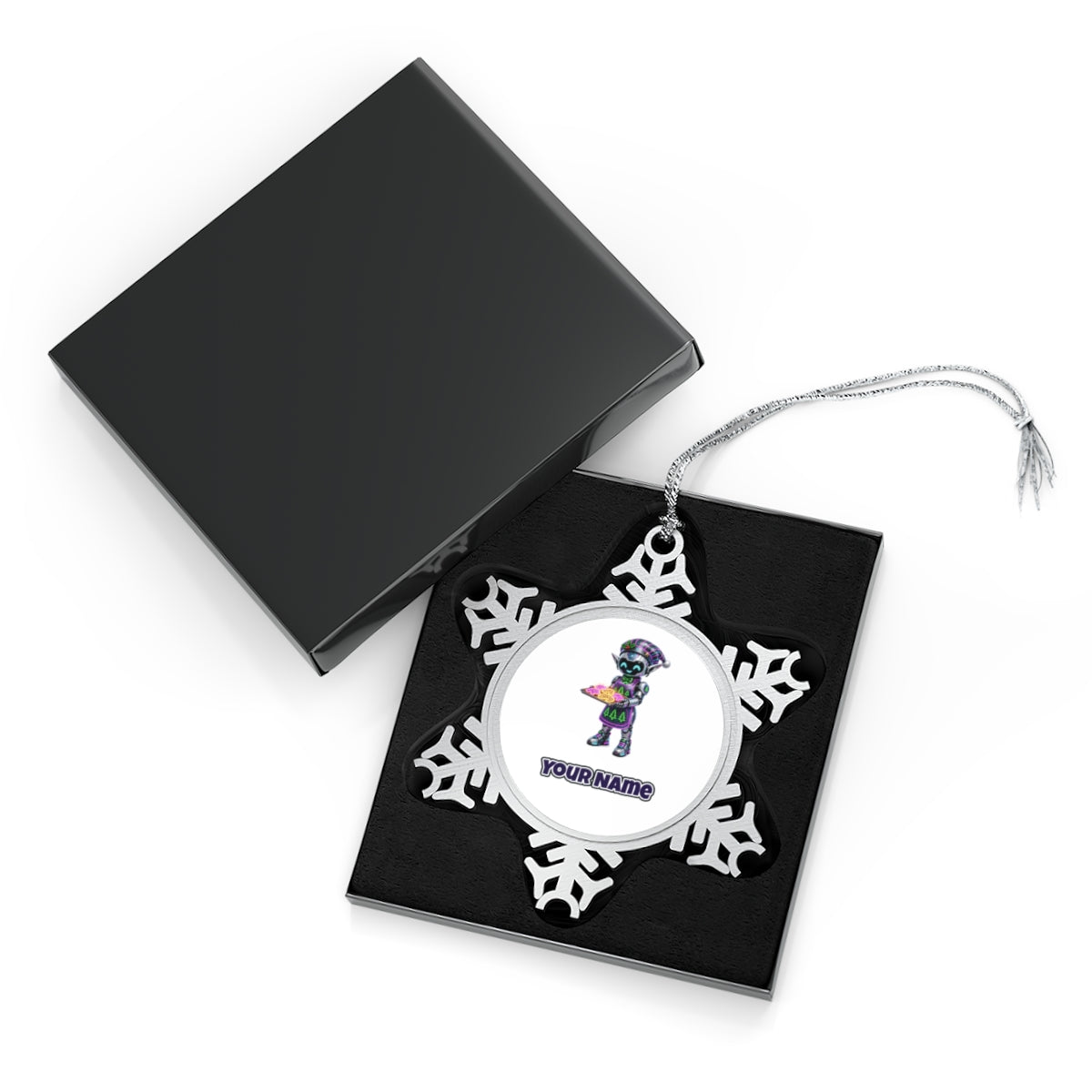 Robot Elf Baking Personalised Pewter Christmas Ornament