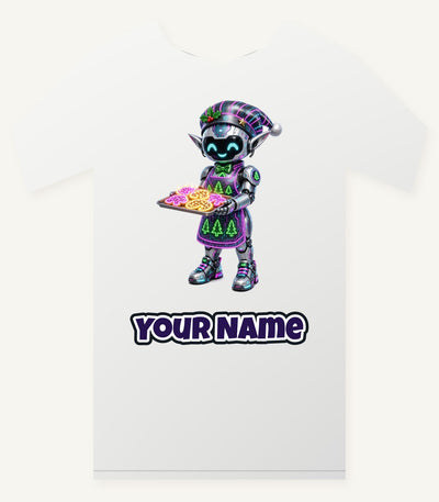 Robot Elf Baking Personalised Christmas T-Shirt and Hoodie