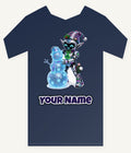 Robot Elf Builds a Snowman Personalised Kids and Baby Christmas Tee