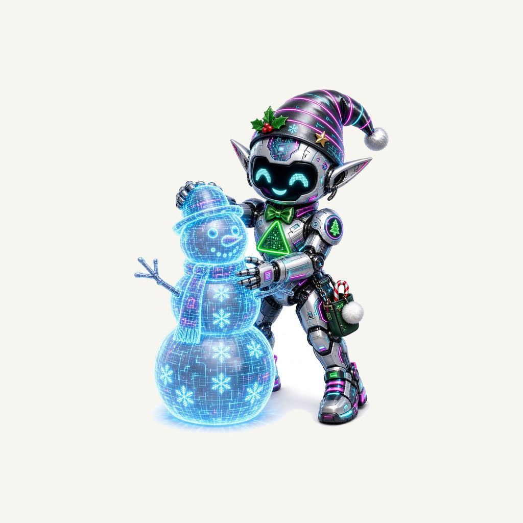 Robot Elf Builds a Snowman Personalised Santa Sack