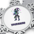 Robot Elf Carols Personalised Pewter Christmas Ornament