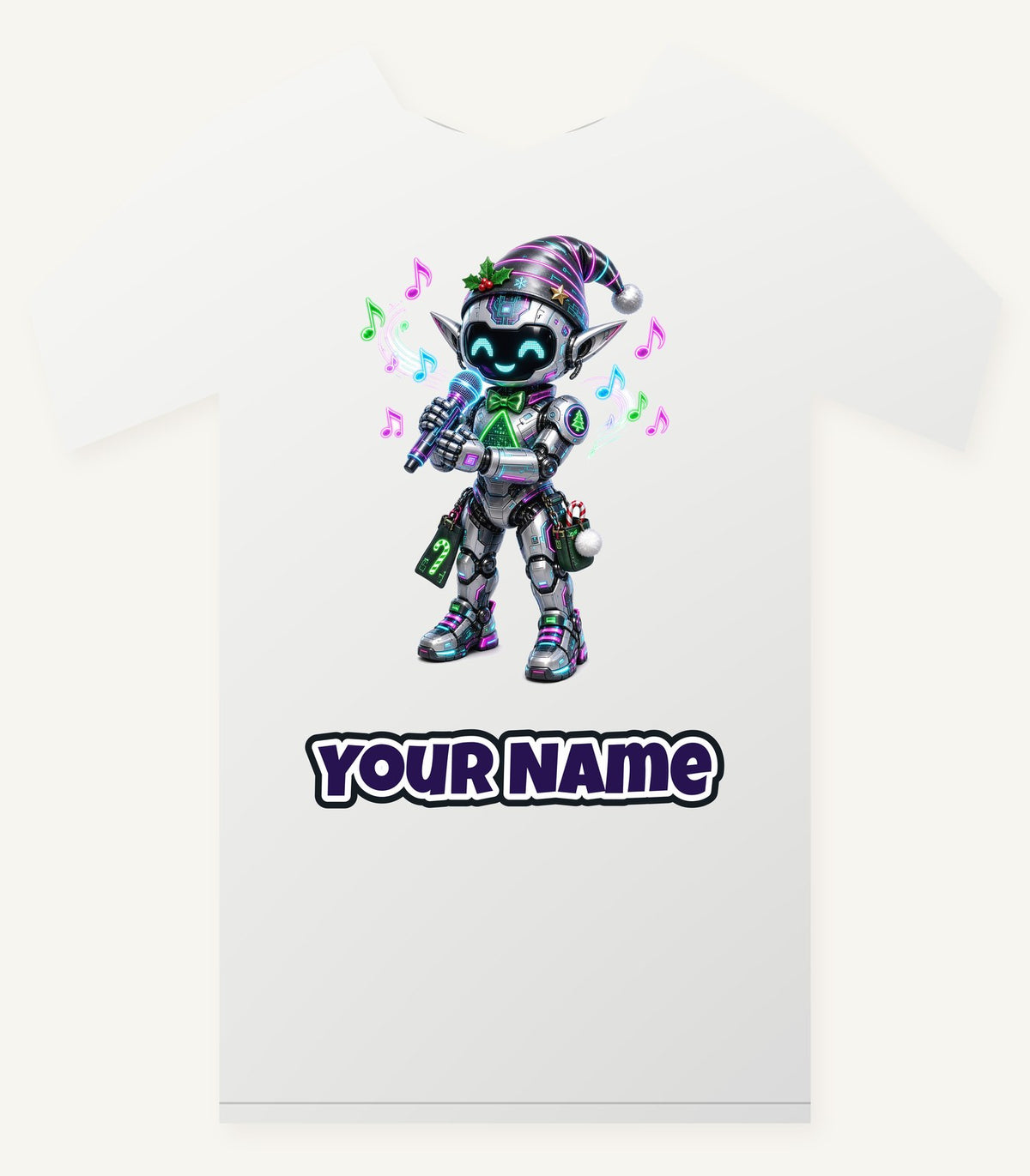 Robot Elf Carols Personalised Christmas T-Shirt and Hoodie