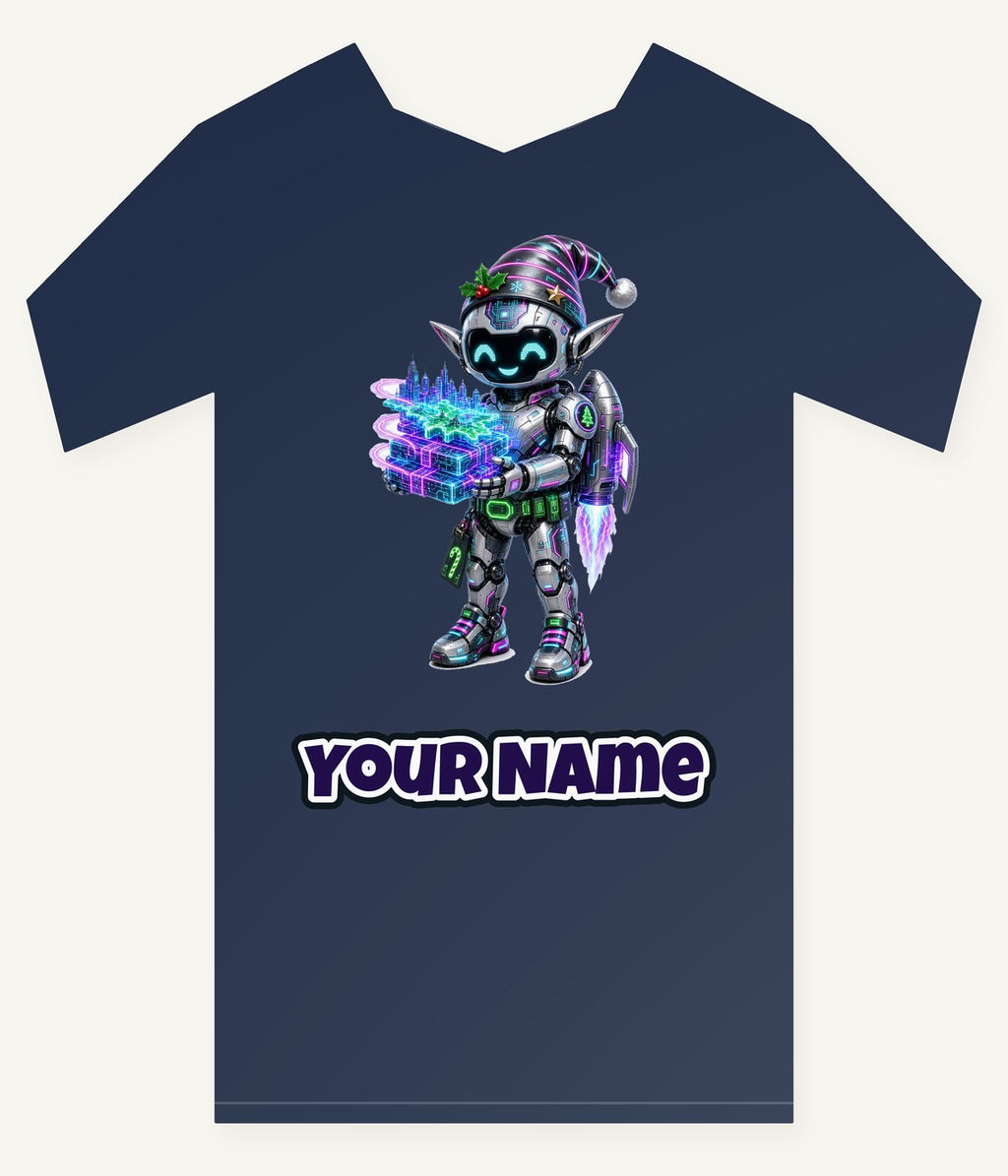 Robot Elf Delivery Run Personalised Kids and Baby Christmas Tee