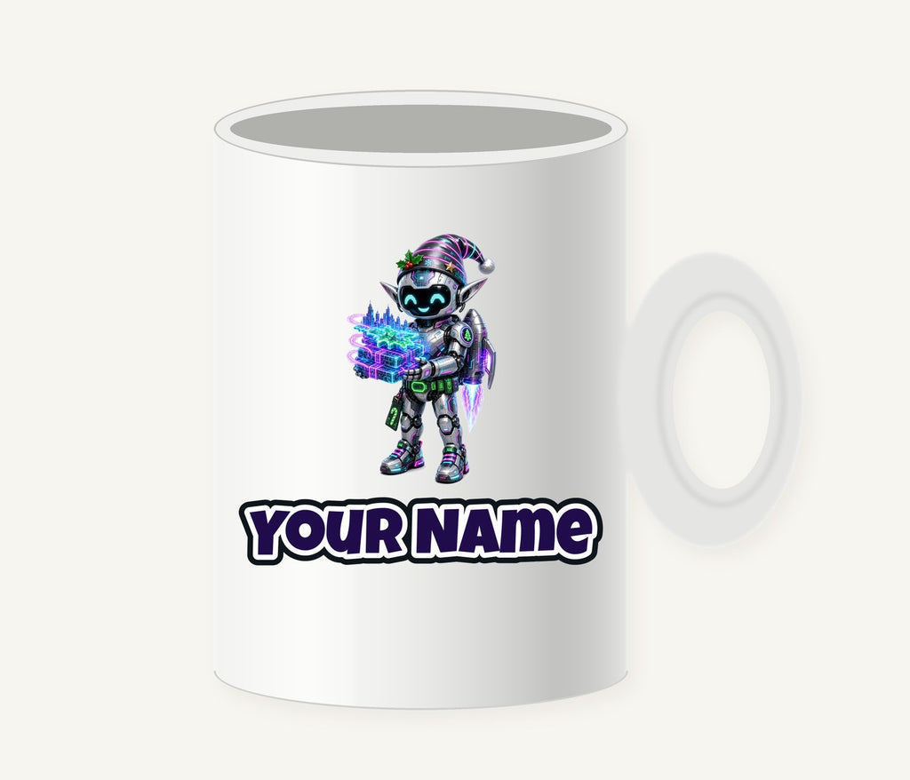 Robot Elf Delivery Run Personalised Christmas Mug
