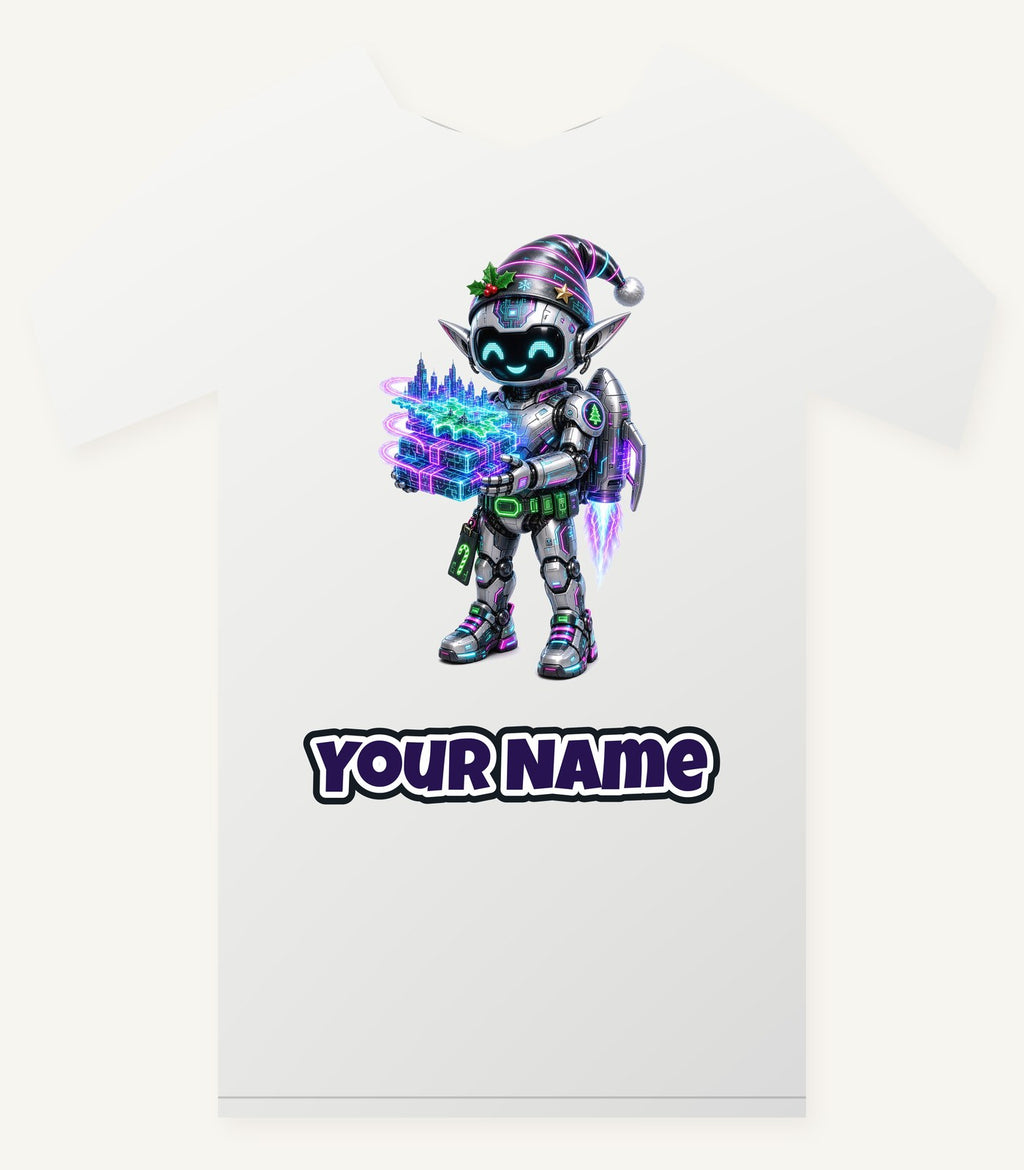 Robot Elf Delivery Run Personalised Christmas T-Shirt and Hoodie