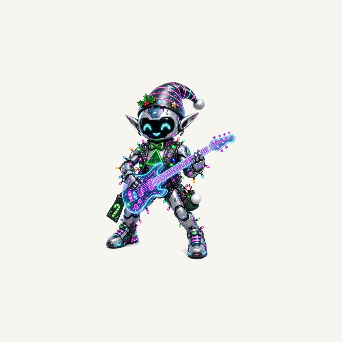 Robot Elf on Guitar Personalised Christmas Mug