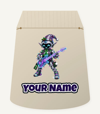 Robot Elf on Guitar Personalised Santa Sack