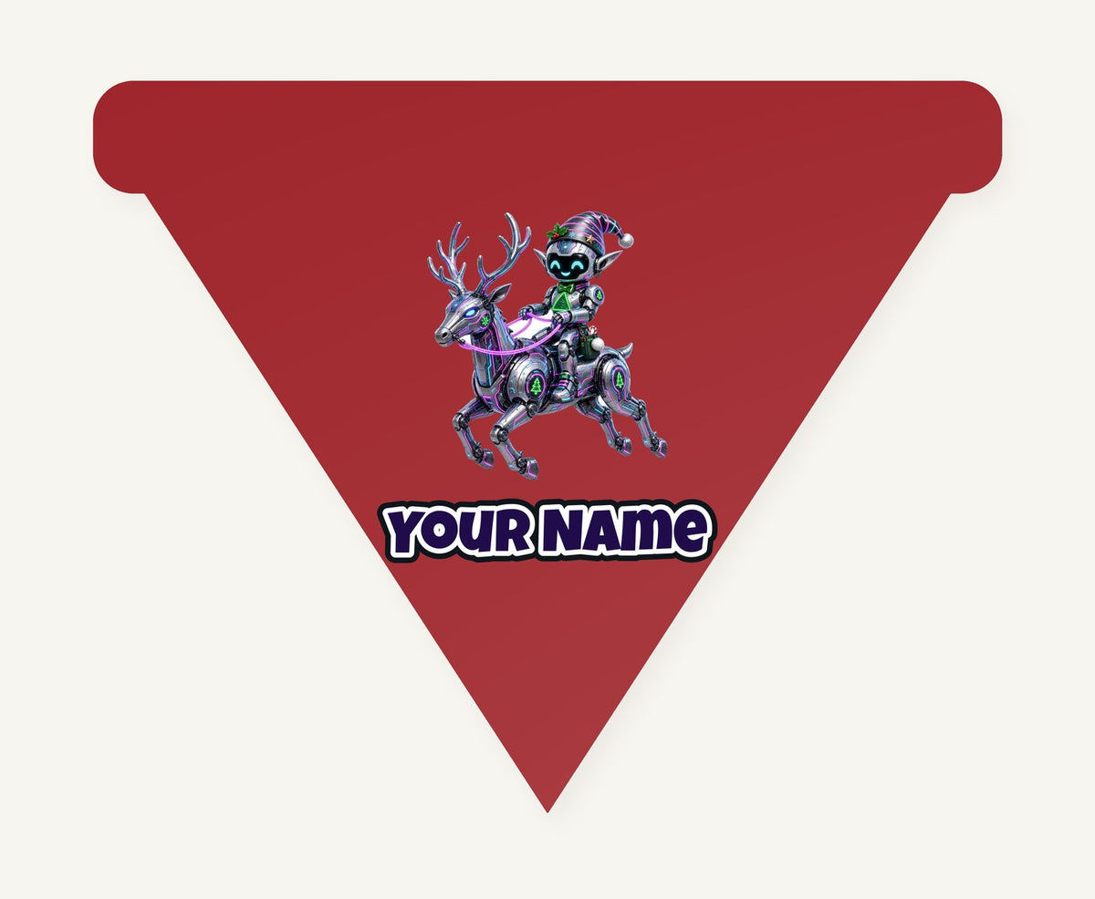 Robot Elf Riding Shotgun Personalised Christmas Dog Bandana