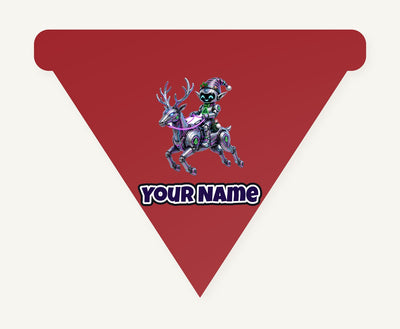 Robot Elf Riding Shotgun Personalised Christmas Dog Bandana