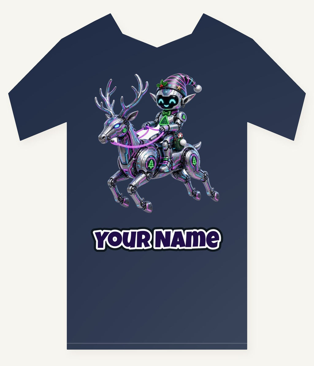 Robot Elf Riding Shotgun Personalised Kids and Baby Christmas Tee