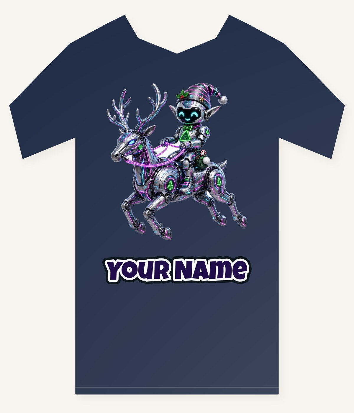 Robot Elf Riding Shotgun Personalised Kids and Baby Christmas Tee