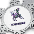 Robot Elf Riding Shotgun Personalised Pewter Christmas Ornament