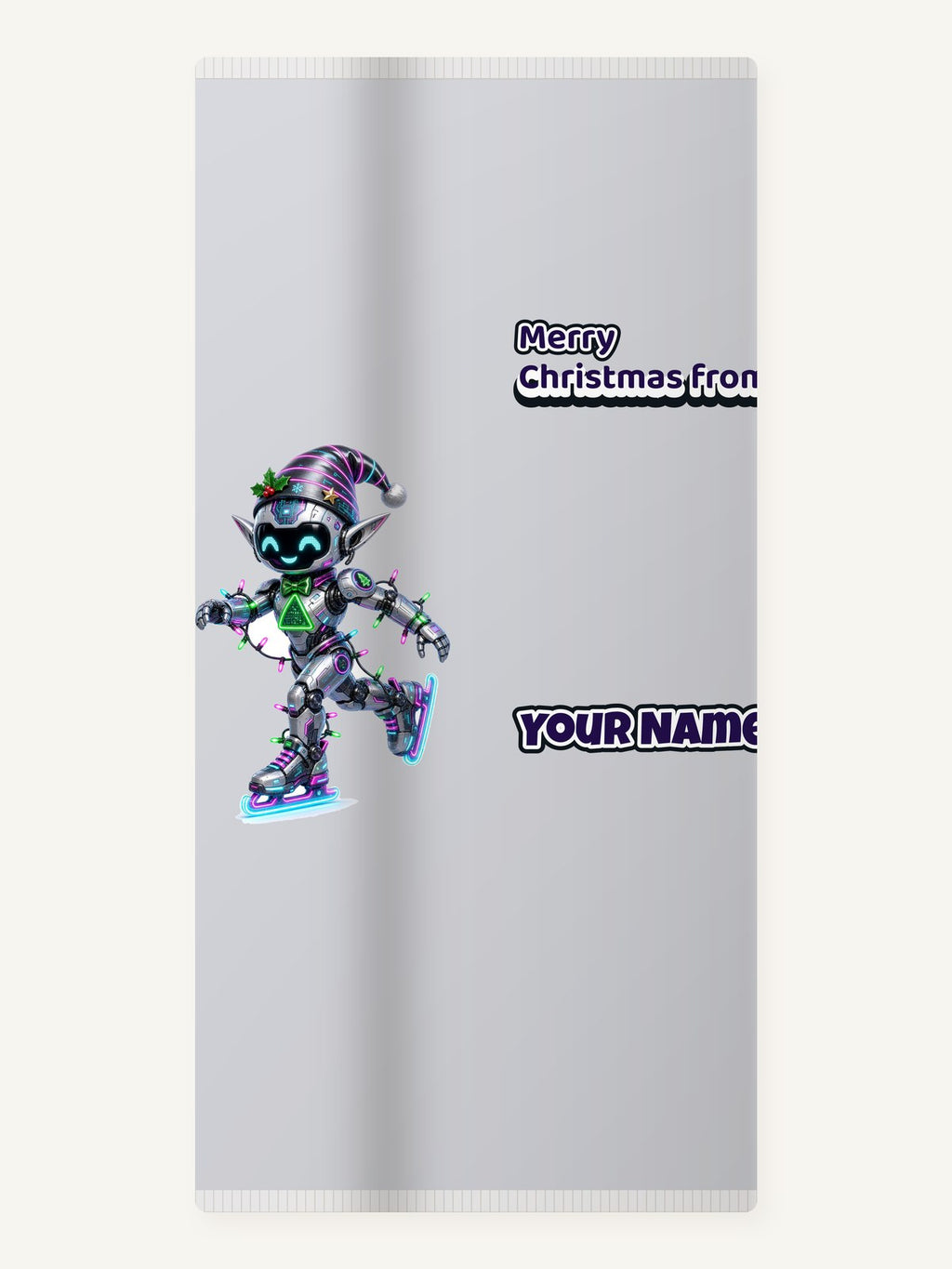 Robot Elf Skating Personalised Beach Towel