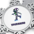 Robot Elf Skating Personalised Pewter Christmas Ornament