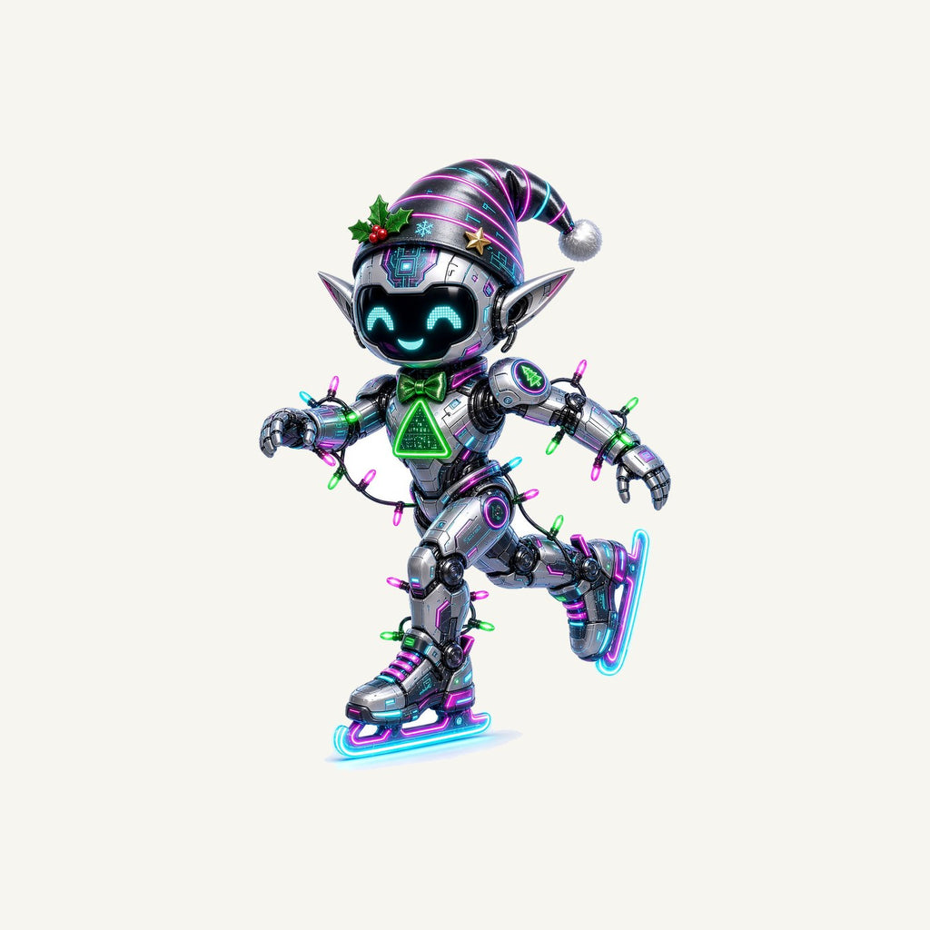 Robot Elf Skating Personalised Christmas T-Shirt and Hoodie