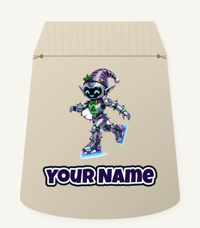 Robot Elf Skating Personalised Santa Sack