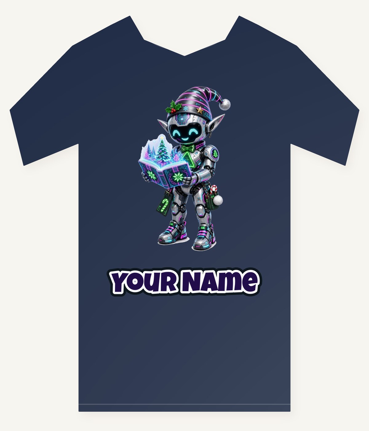 Robot Elf Story Time Personalised Kids and Baby Christmas Tee