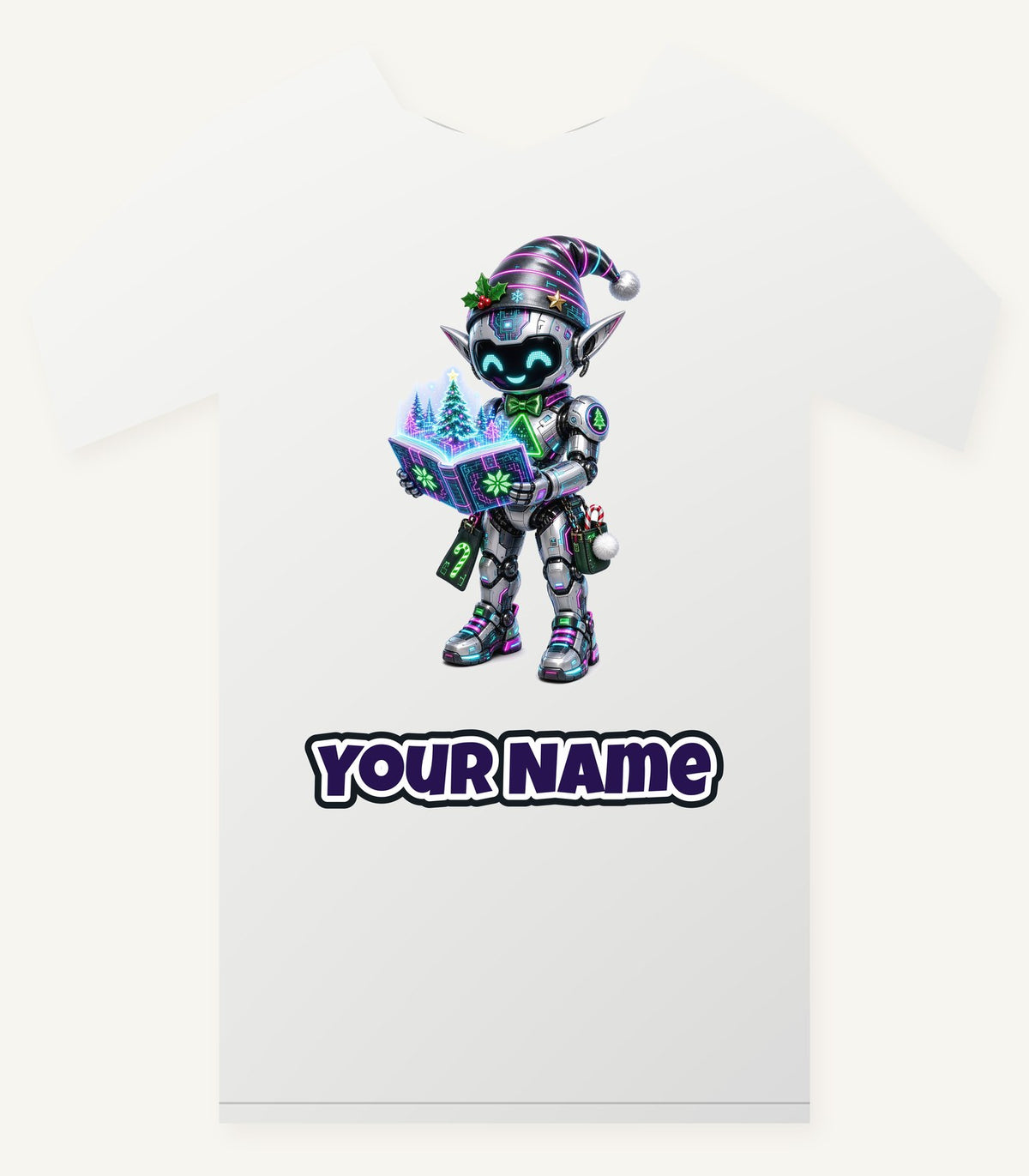 Robot Elf Story Time Personalised Christmas T-Shirt and Hoodie