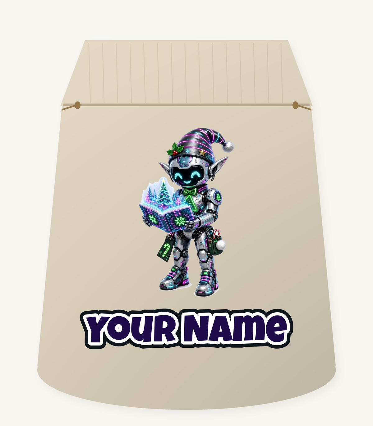 Robot Elf Story Time Personalised Santa Sack