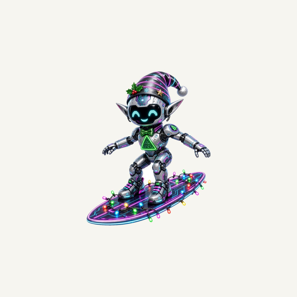 Robot Elf Surfing Personalised Christmas Mug