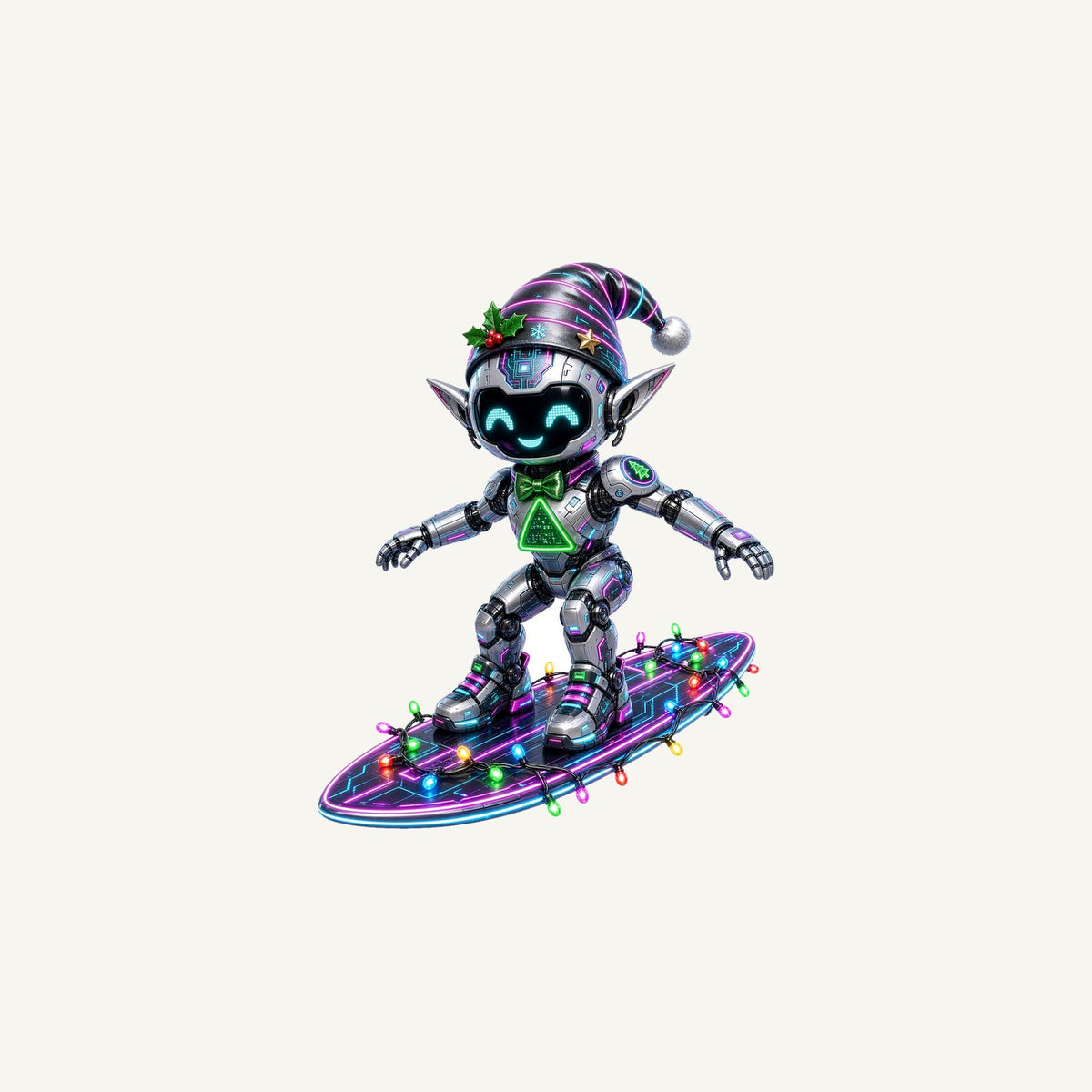 Robot Elf Surfing Personalised Christmas Mug