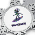 Robot Elf Surfing Personalised Pewter Christmas Ornament