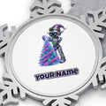 Robot Elf Trimming the Tree Personalised Pewter Christmas Ornament