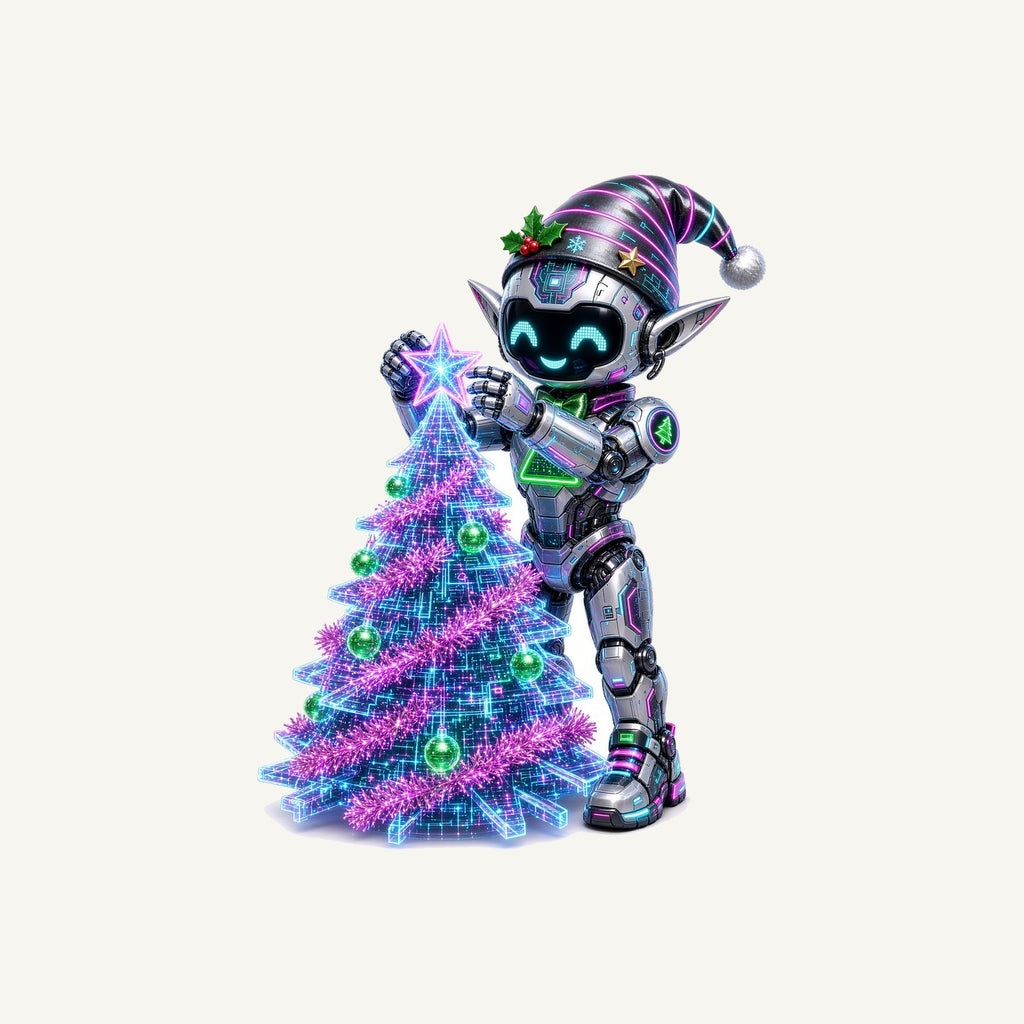 Robot Elf Trimming the Tree Personalised Santa Sack