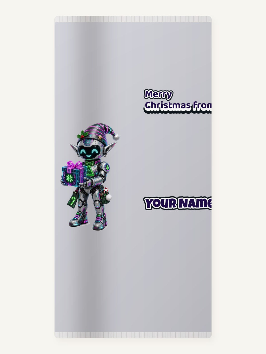 Robot Elf With Gift Personalised Beach Towel