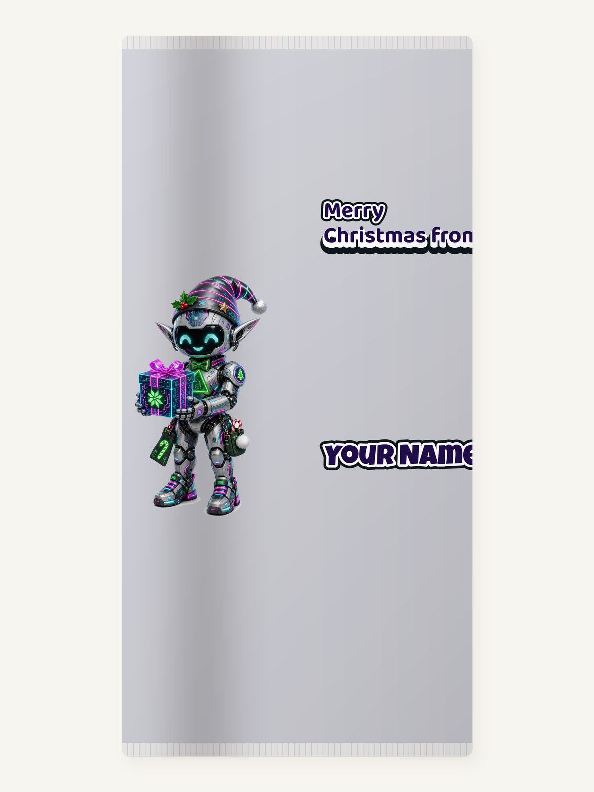 Robot Elf With Gift Personalised Beach Towel