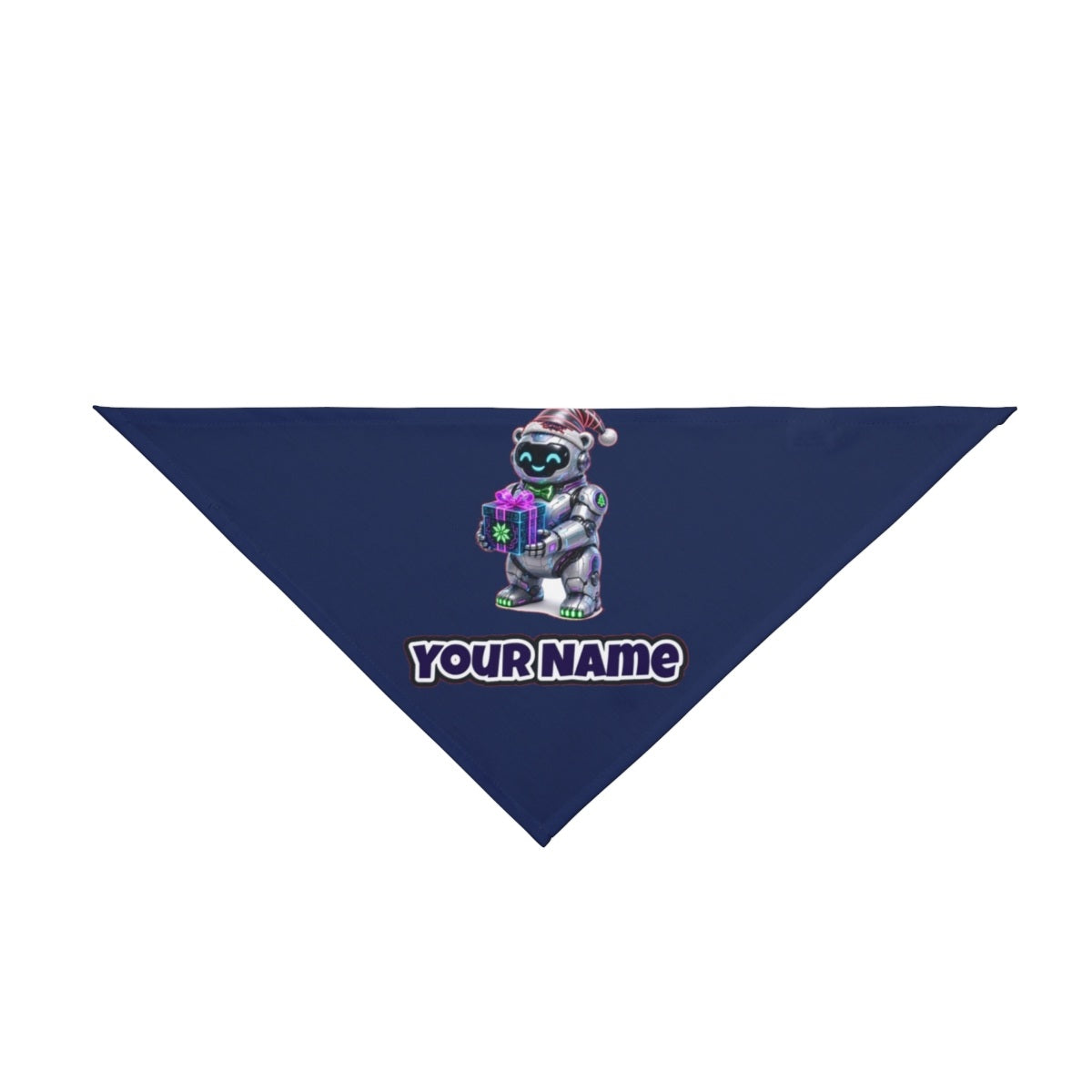 Robot Polar Bear personalised Christmas pet bandana in navy, tie-on style